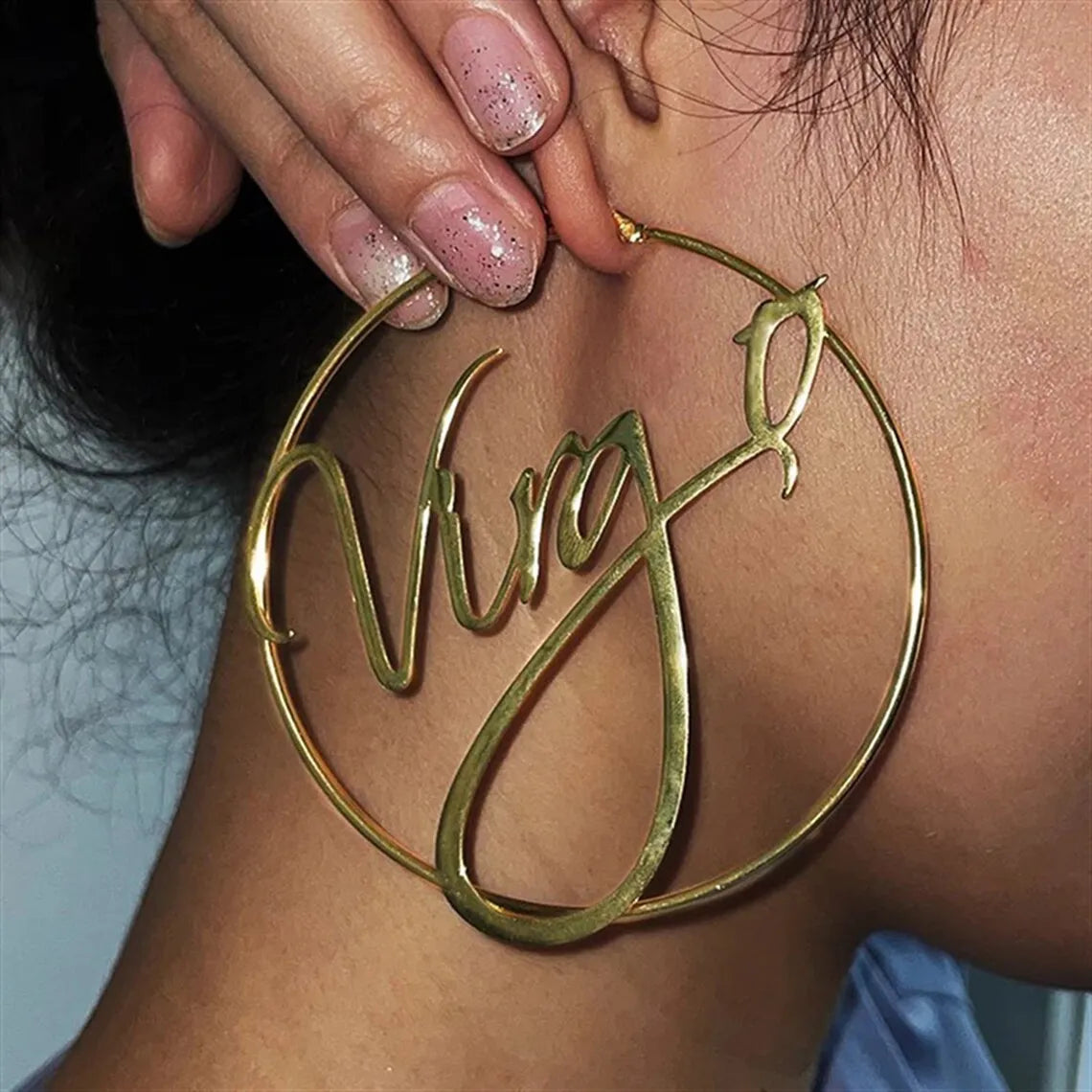316 Stainless Steel Custom Earrings 30-100MM  Name Hoop Personalized Big Name Earrings Women Gifts Custom 18K Gold Hoop