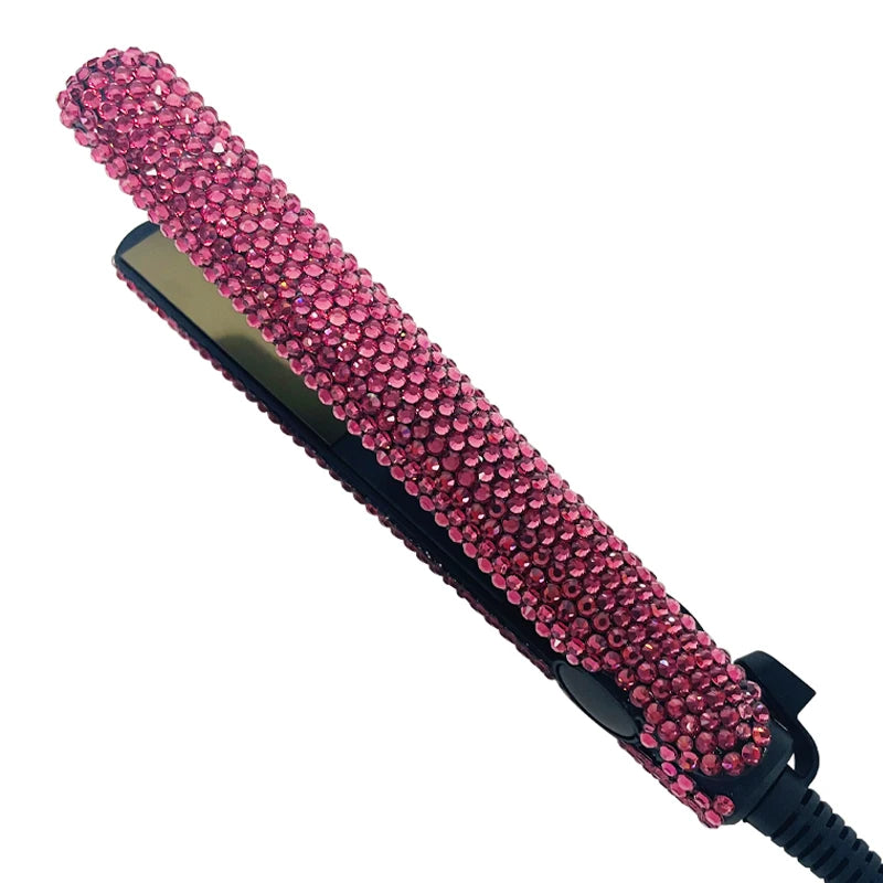 Mini Hair Straightener and Curler With Diamonds 2 in 1 Portable Mini Bangs Flat Iron Tourmaline Plate Flat Iron For Short Hair