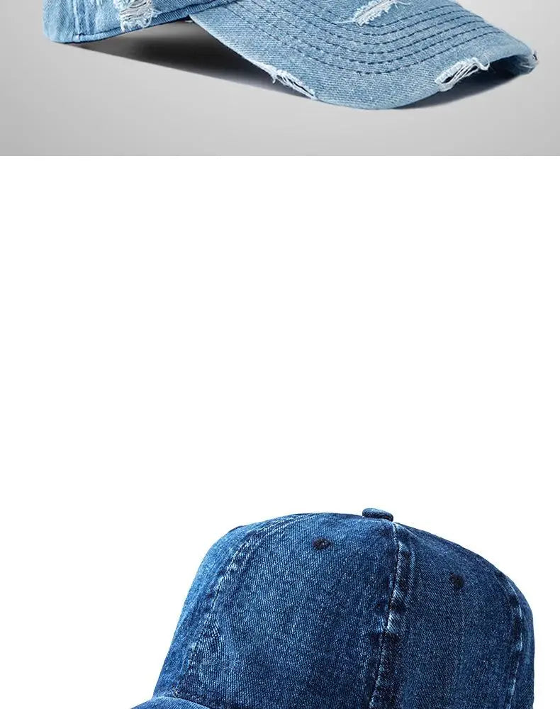 Washed Denim Baseball Cap Women Men Sunshade Breathable Spring Summer Hat Vintage Snapback Cap Female