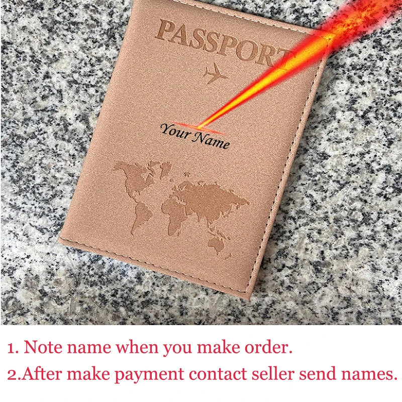 Custom Name on Passport Holder Travel Wallet Pu Cover for Passport Passeport Personnalisé (confirm name first then make order) )