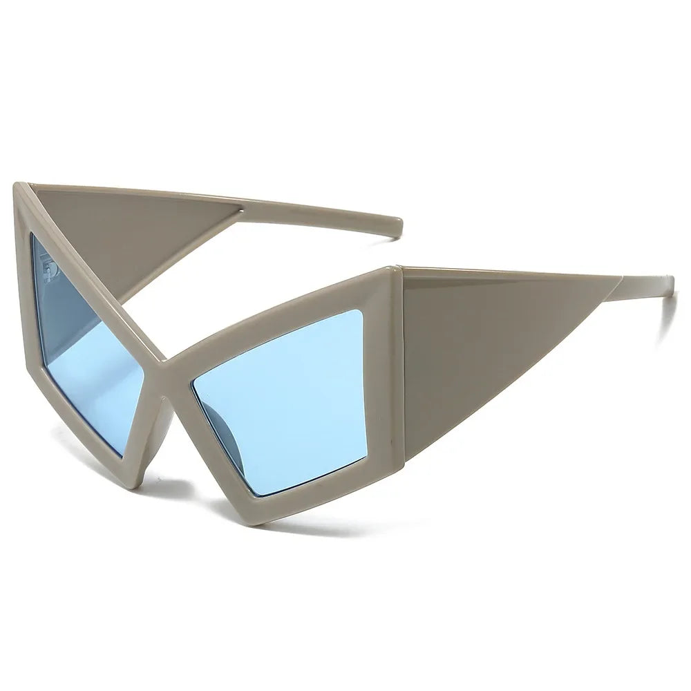 JNPCXI Fashion Oversized Cat Eye Sunglasses Women Red Shades UV400 Retro Gradient Men Wide Legs Sun Glasses