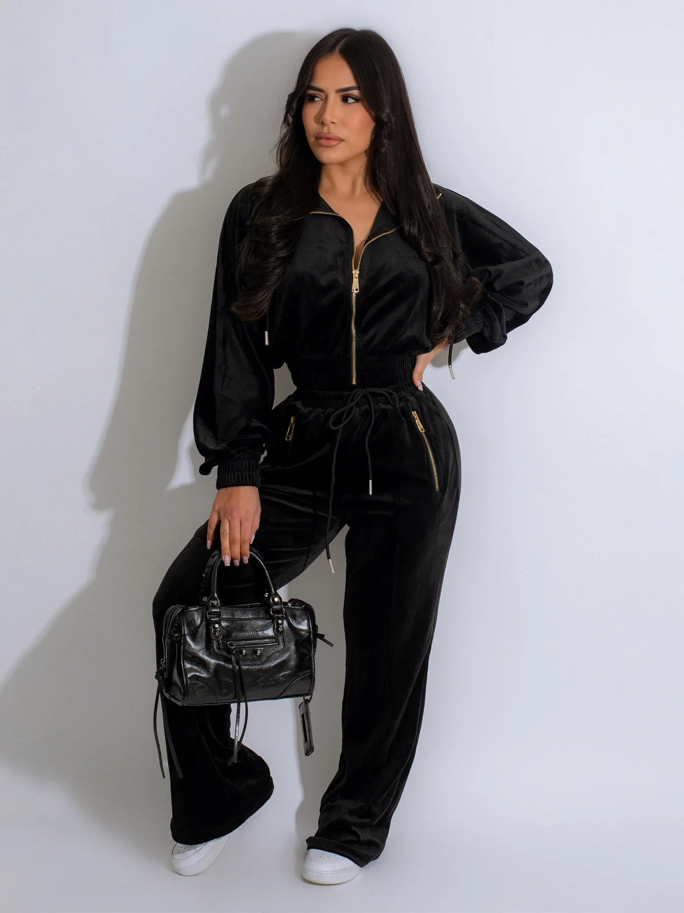 Pants Set Women Two Piece Sets Matching Sets Y2k Streetwear Zipper Coats Long Pants Elastic Waist Sportswear Tracksuit Jogger