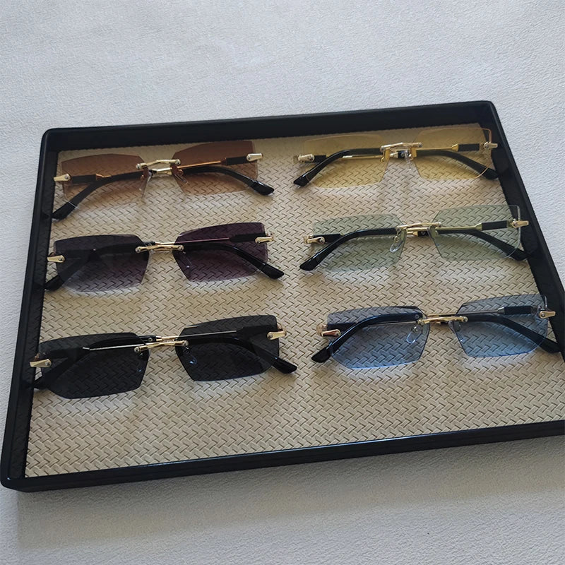 6pcs/Set Fashion Rectangle Rimless Women Sunglasses Trendy Small Square Sun Glasses For Female Outdoor Accessory Shades Eyewear