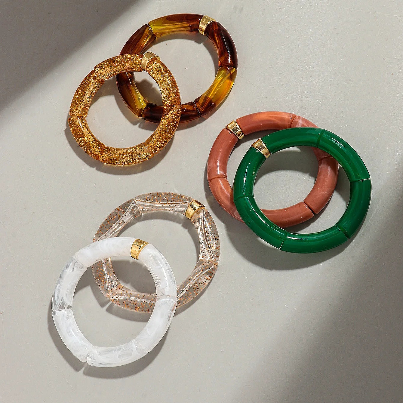Bohomia New Acrylic Chunky Bamboo Stackable Bracelet for Women Boho Elastic Colorful Tube Beads Braceletes 2025 Fashion Jewelry