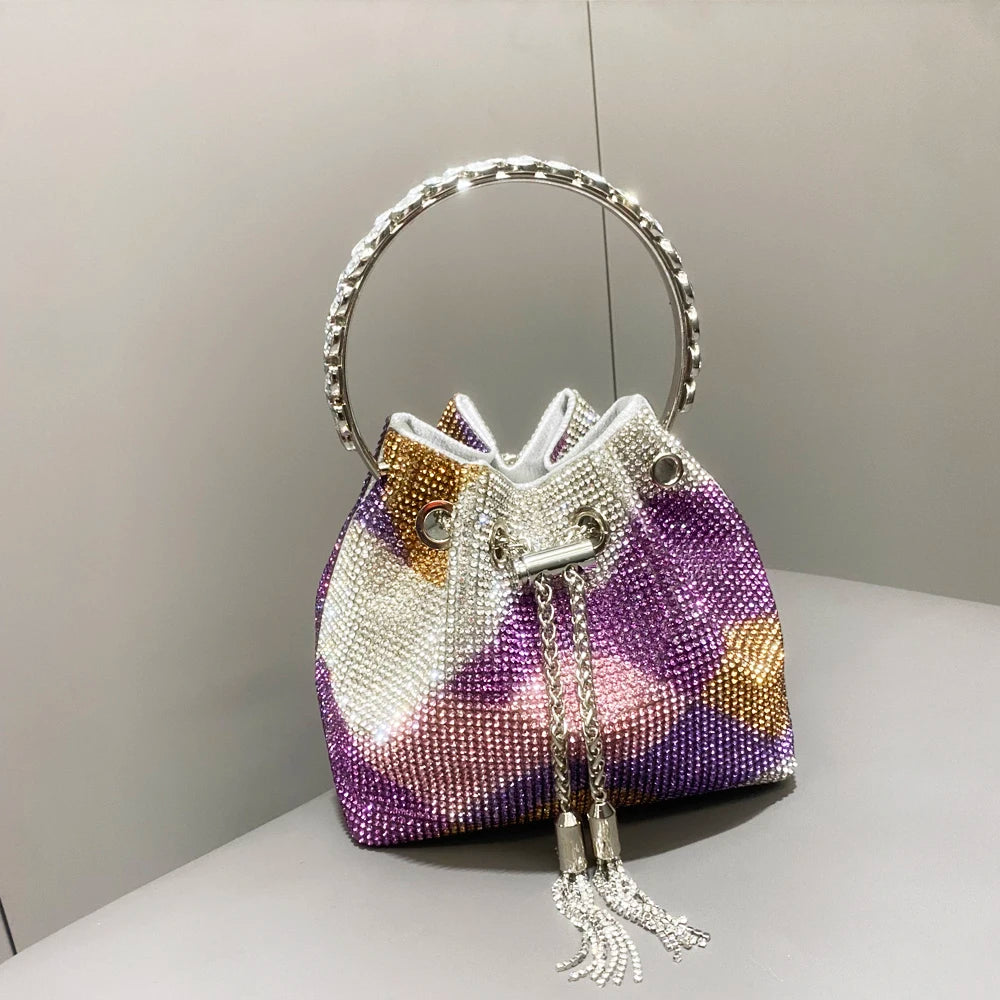 purses and handbags bags for women luxury Designer bucket clutch purse evening banquet bag Crystal rhinestone shoulder bags