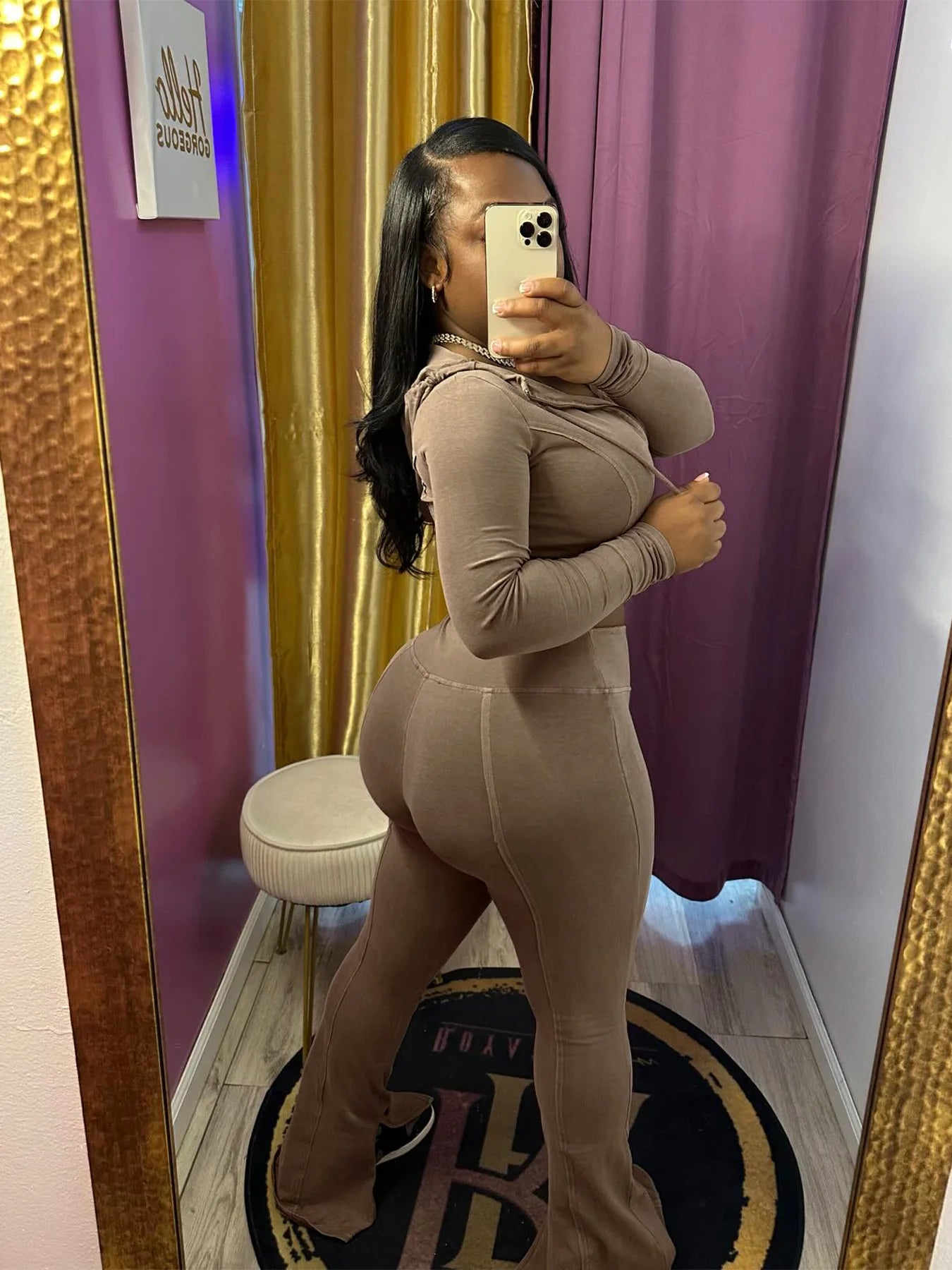 Weird Puss Distressed Women Two Piece Set Tracksuit Zip Hooded Jacket+Waistband Flare Pants Streetwear Matching Stripe Outfits