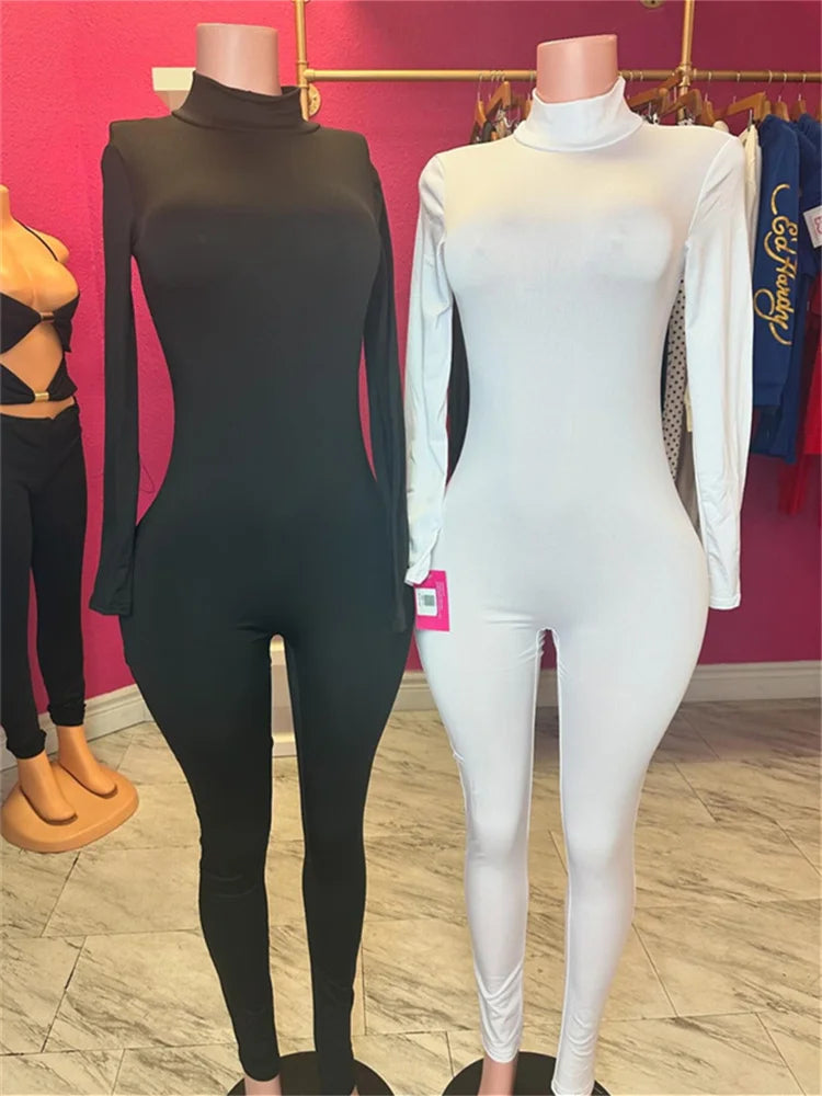 New Outfits Streetwear Jumpsuits Women Long Sleeve Bodycon Fitness Yoga Rompers Jumpsuit Casual elastic One-piece Overalls 2025