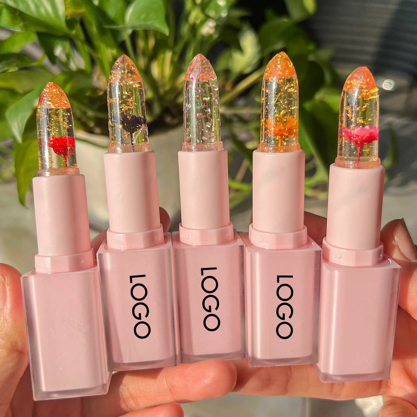 Crystal Jelly Lip Balm Private Label Pink Nourishing Moisturizing Lipstick Flower Temperature Color Changing Lip Plump Care