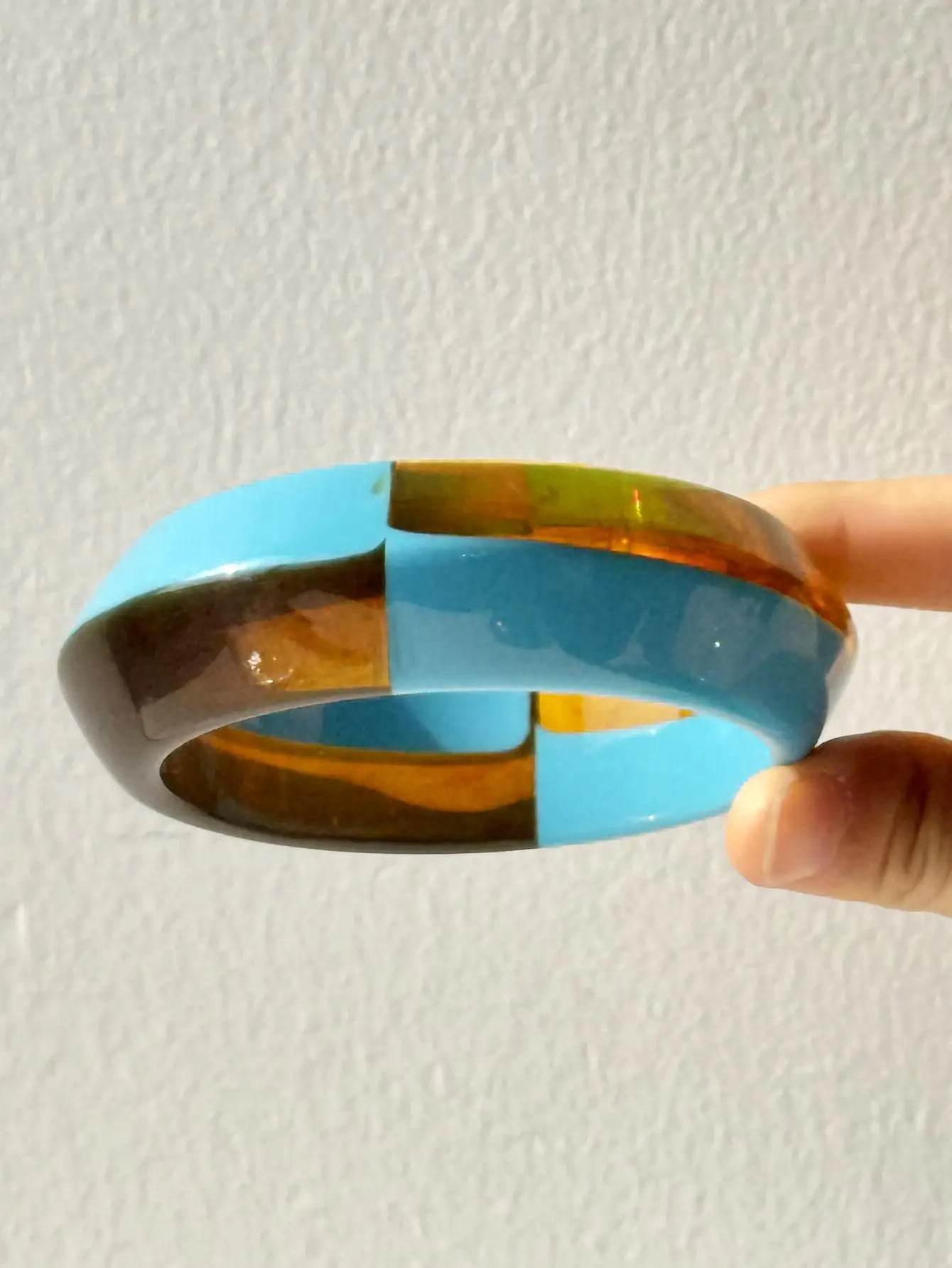 Blue Twisted Irregular Square Round Summer Resin Bracelet for Women Girl Party Jewelry HUANZHI 2025 NEW INS