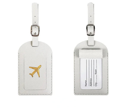 Men Women PU Leather Cute Luggage Tag Suitcase Address Label Baggage Boarding Bag Tag Name ID Address Holder Travel Accessorie
