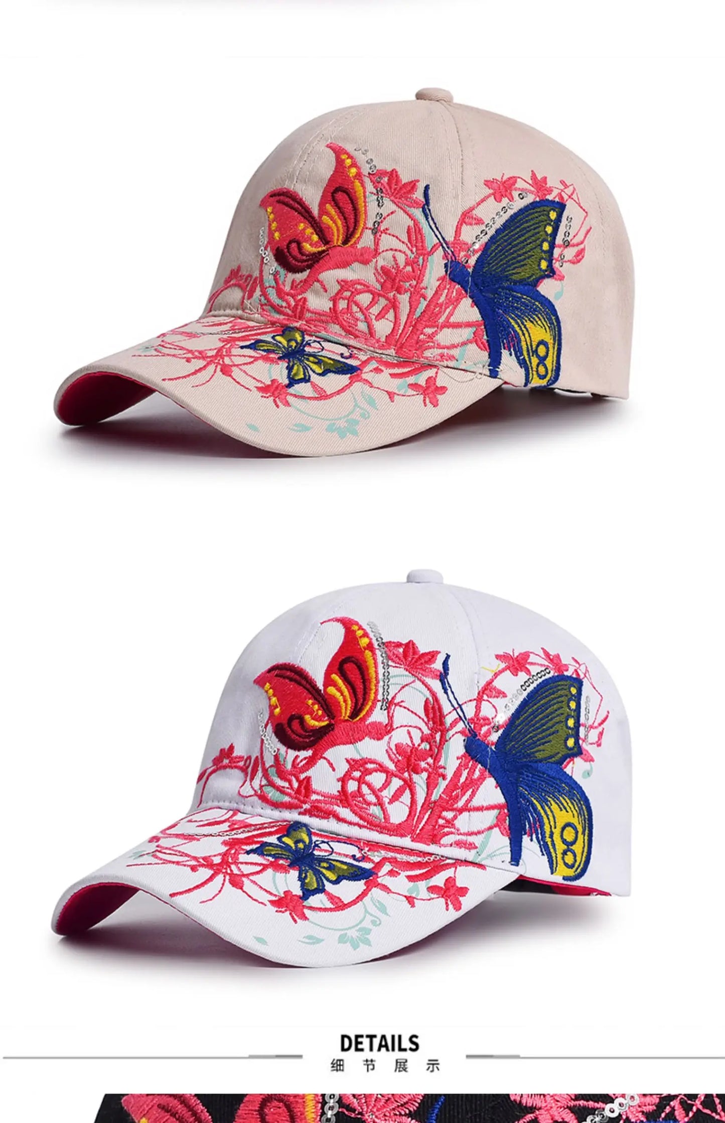 Baseball Cap Women Embroidered Flower Baseball Hat Spring Summer Hats For Women Cotton Snapback Vintage Ethnic Style Sun Visor