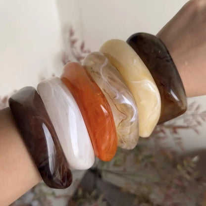 Vintage Acrylic Big Geometric irregular Bangles for Women Trendy Resin Wide Cuff Bangles Bracelets 2025 Fashion Jewelry