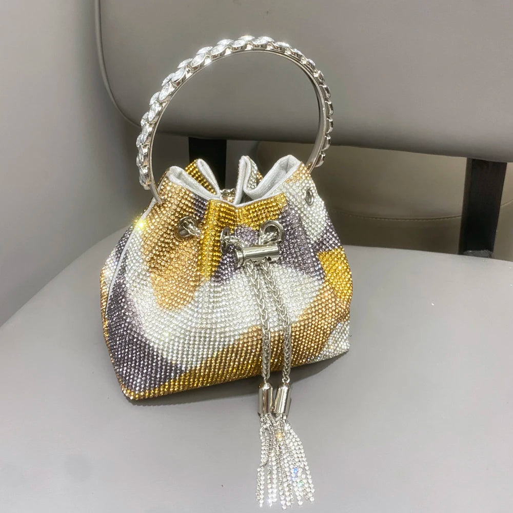 purses and handbags bags for women luxury Designer bucket clutch purse evening banquet bag Crystal rhinestone shoulder bags
