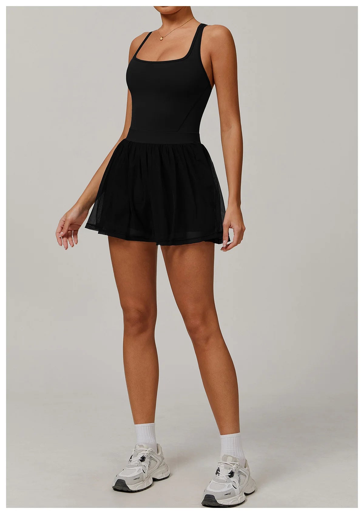 Custom LOGO women's recycled dress mesh yarn breathable and quick-drying sports running anti-light tennis skirt