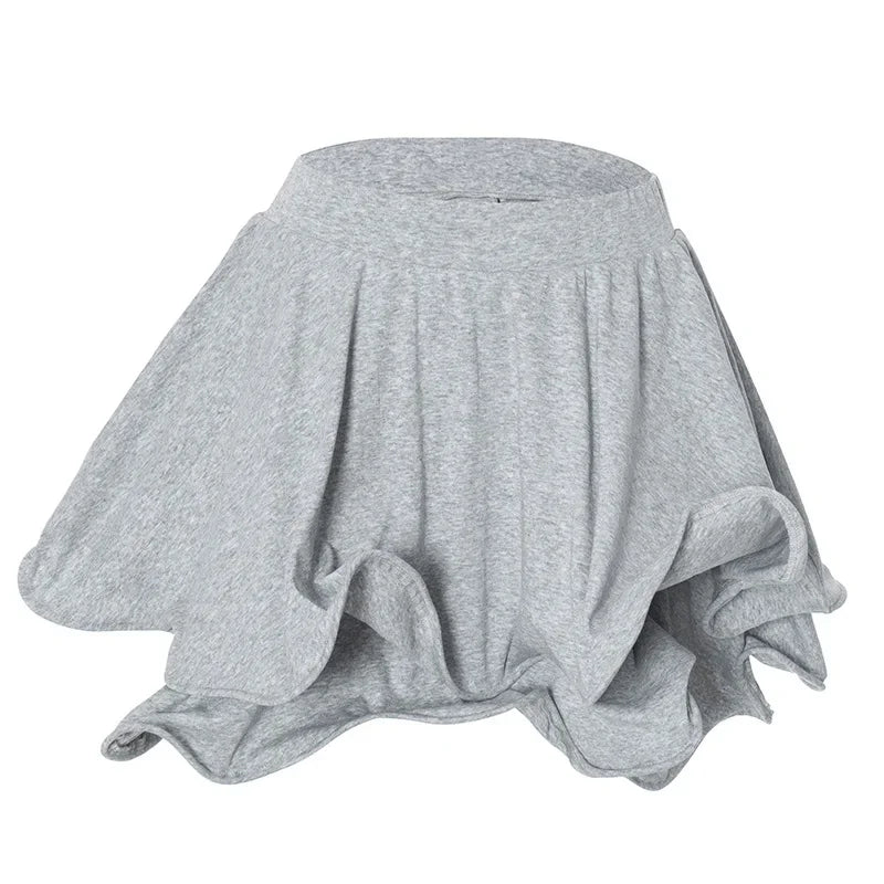 Q24SK632 Women's Autumn/Winter High-Waisted Solid Color Cropped Skirt Tight Fitting Irregular Flower Bud Design Casual Style