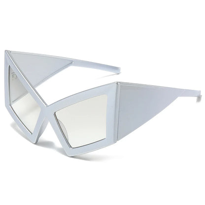 JNPCXI Fashion Oversized Cat Eye Sunglasses Women Red Shades UV400 Retro Gradient Men Wide Legs Sun Glasses