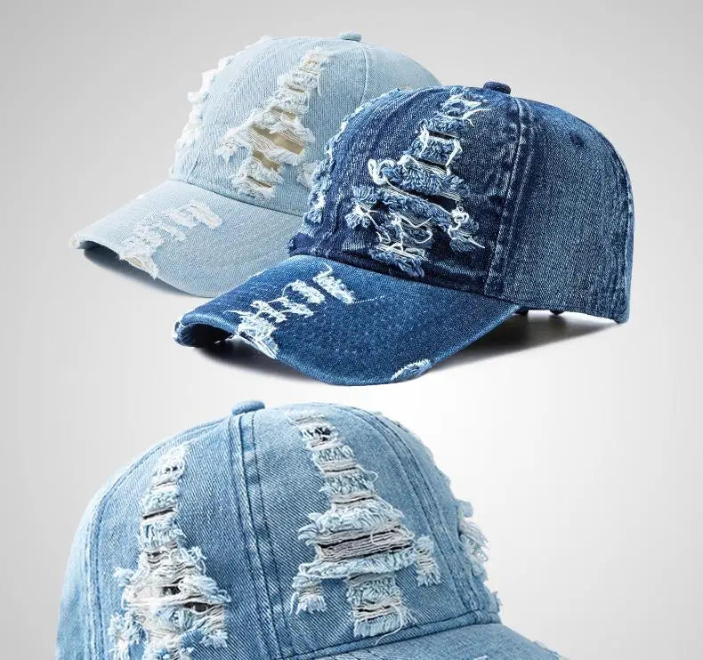 Washed Denim Baseball Cap Women Men Sunshade Breathable Spring Summer Hat Vintage Snapback Cap Female
