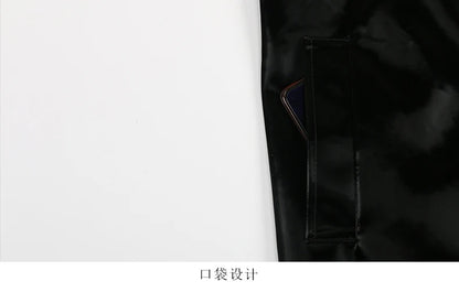 Nerazzurri Autumn Long Cool Black Shiny Glitter Patent Faux Leather Trench Coat for Women Sashes Double Breasted Europe Fashion