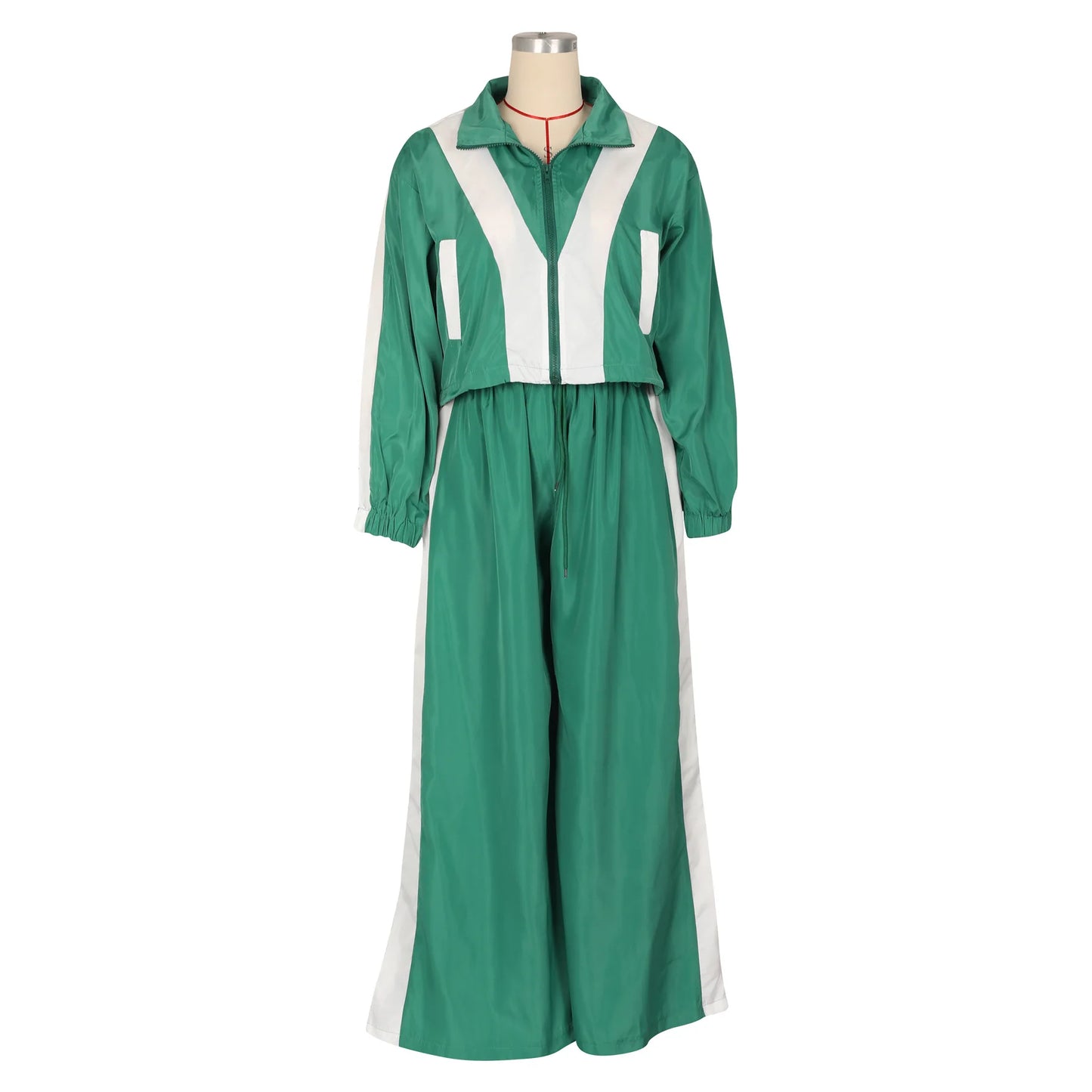 CM.YAYA Active Patchwork Women's Set Zipper Sweatshirt Jacket and Wide Leg Pants Suit 2025 INS Two 2 Piece Sets Outfit Tracksuit