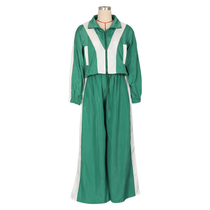 CM.YAYA Active Patchwork Women's Set Zipper Sweatshirt Jacket and Wide Leg Pants Suit 2025 INS Two 2 Piece Sets Outfit Tracksuit