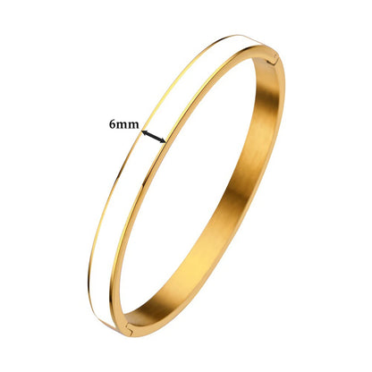 CARLIDANA Luxury Colorful Orange Enamel Bangles Bracelets for Women Party Gift Fashion Bangles Original Stainless Steel Jewelry