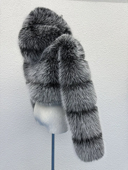 S-6XL Women Coat Autumn Winter Short Hooded Faux Fox Fur Coat Thick Warm Outerwear Fake Fur Woman Jackets Ladies Furry Coats