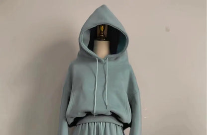 Casual New Fashion Hoodies Suit Women Winter Spring Solid Tracksuit Two Pieces Set Sports Pullover Sweatpants Sweatshirt Mujer