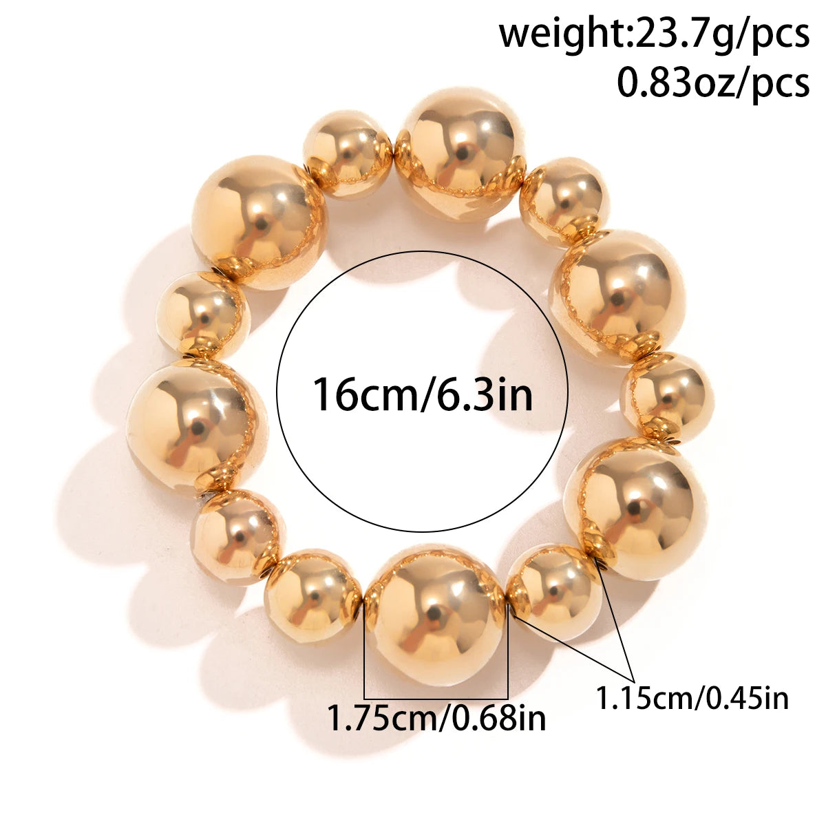Ingemark Goth Vintage Big CCB Chain Bracelets Women Trendy Classic Elastic Strand Beads Charm Bangles Grunge Couple Hand Jewelry