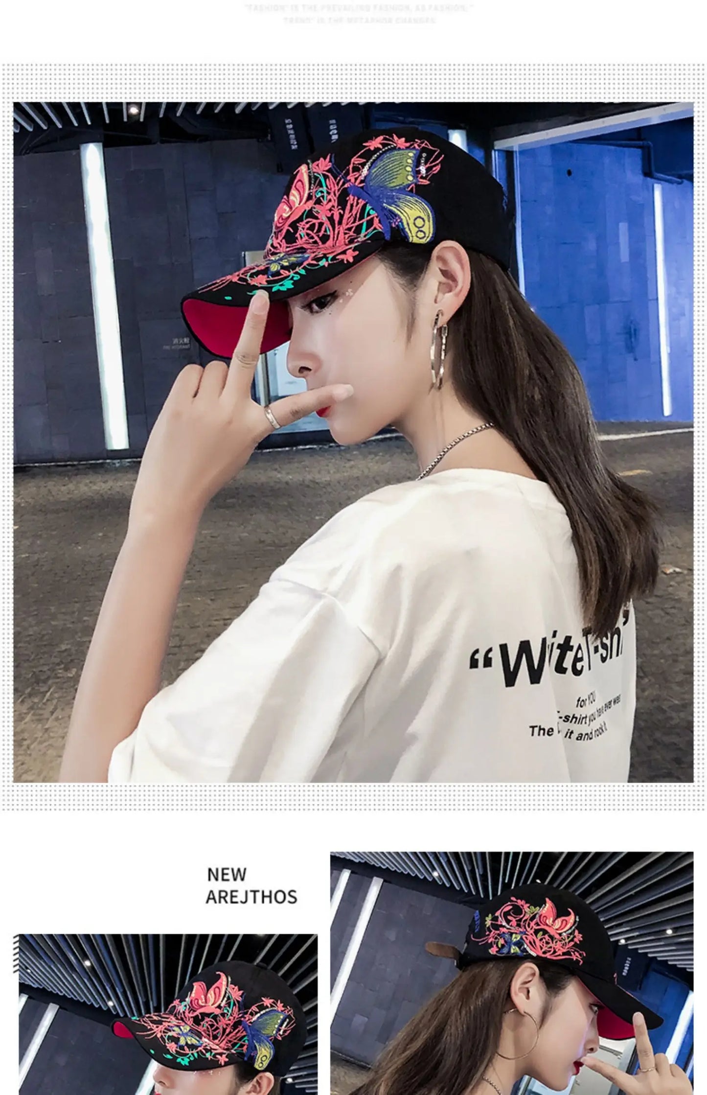 Baseball Cap Women Embroidered Flower Baseball Hat Spring Summer Hats For Women Cotton Snapback Vintage Ethnic Style Sun Visor