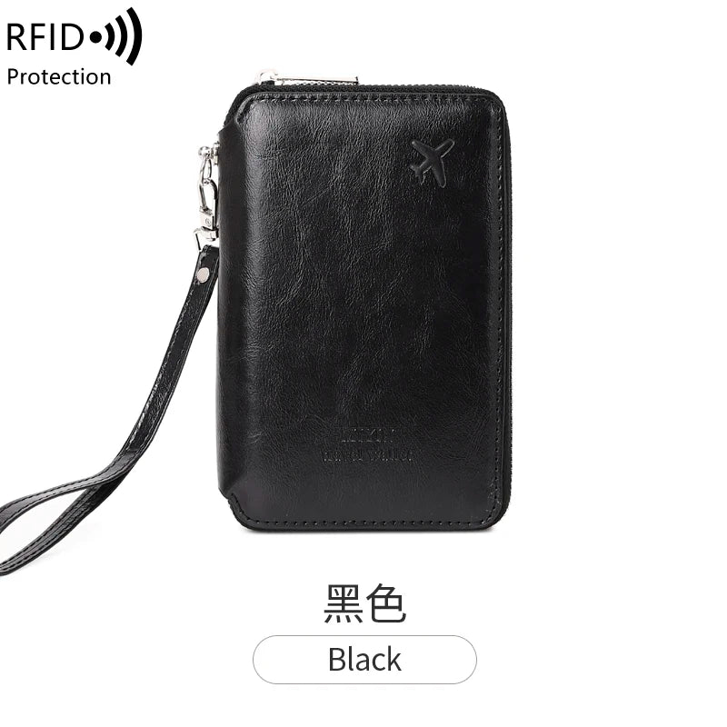 Minimalist and fashionable RFID passport holder multifunctional PU leather travel accessory passport holder wallet holder unisex