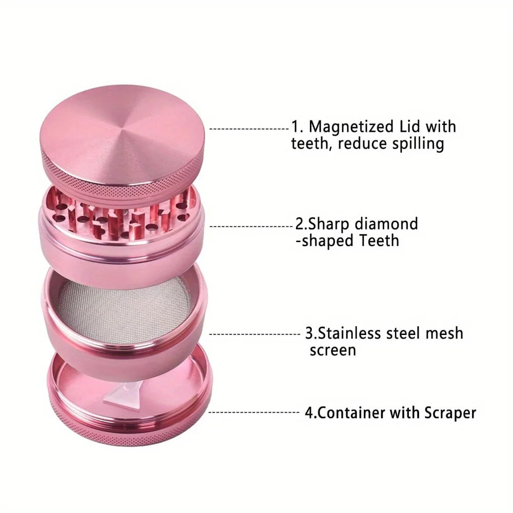 2 Pieces LOVE Heart Herb Grinder Roling Tray Combo Girly PINK Tobacco Kits
