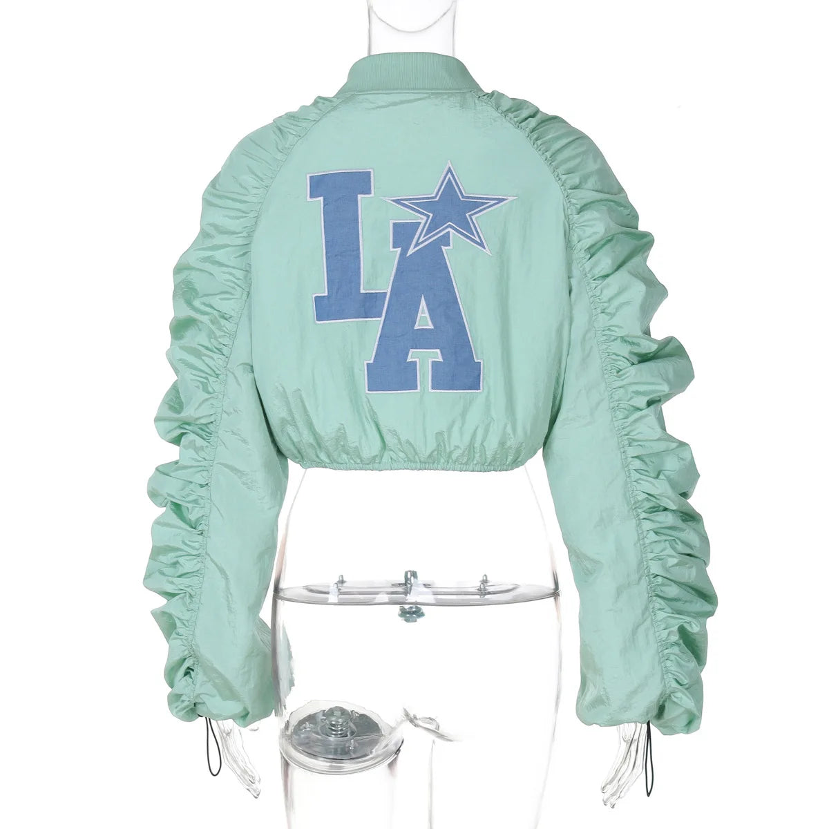 Cropped Fashion Jacket Women Crop Tops Y2K Streetwear Racer Baseball Jackets Letter Pleated Coats 2024 Fall Winter Clothes
