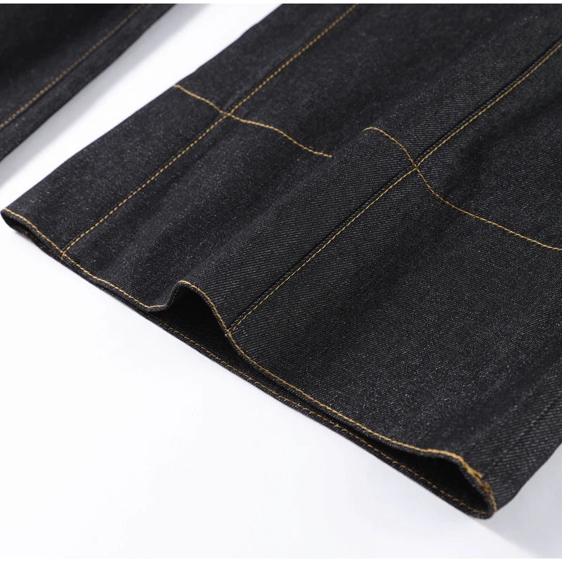 Street Vintage Denim Pants Sets Women Slim Long Sleeve Lapel Single Breasted Jacket Straight Trousers 2025 Spring Lady Outfits