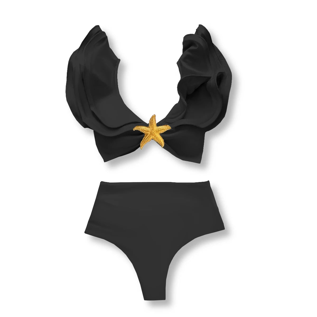 3 Pieces Sexy Bikinis Set Shoulder Ruffle Swimsuit Women 2025 Swimwear Shiny Star Swim Suits Female Bodysuit Bathsuit Beachwear