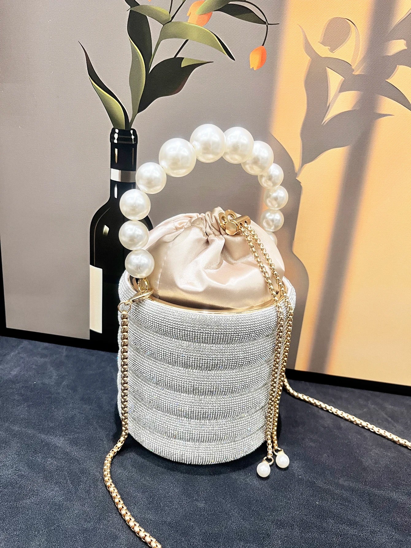 handmade Rhinestones Evening clutch Bag Purses and handbag luxury Designer shoulder bag Shiny Crystal Clutch purse bucket bag