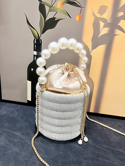 handmade Rhinestones Evening clutch Bag Purses and handbag luxury Designer shoulder bag Shiny Crystal Clutch purse bucket bag