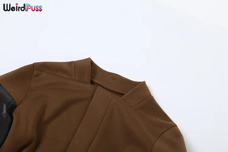 Weird Puss Contrast Patchwork Jacket Women Chic Zip Hipster Winter Trend full Sleeve Coat Wild Streetwear Casual Jersey Outwear