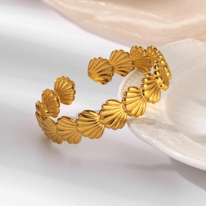 316L Stainless Steel Shell Starfish Bangles for Women Fashion Gold Silver Color Cuff Bangle Bracelet Femme Aesthetic Jewelry