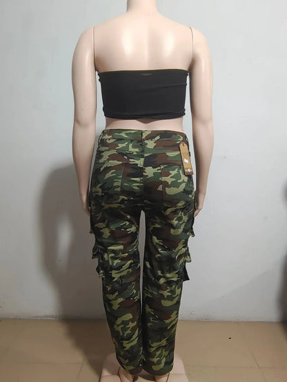 Solid Casual Baggy Cargo Pants for Women Youthful Female Trousers Multi-pocket Fashion Vintage Women's High Waist Wide Pants