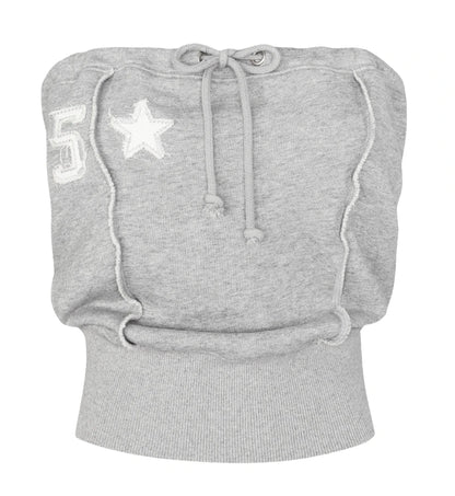 Y2k Summer New Sportswear Set Womens Hip Hop Pattern Embroidered Strapless Top Harajuku Retro Casual Sexy Slimming Sportswear