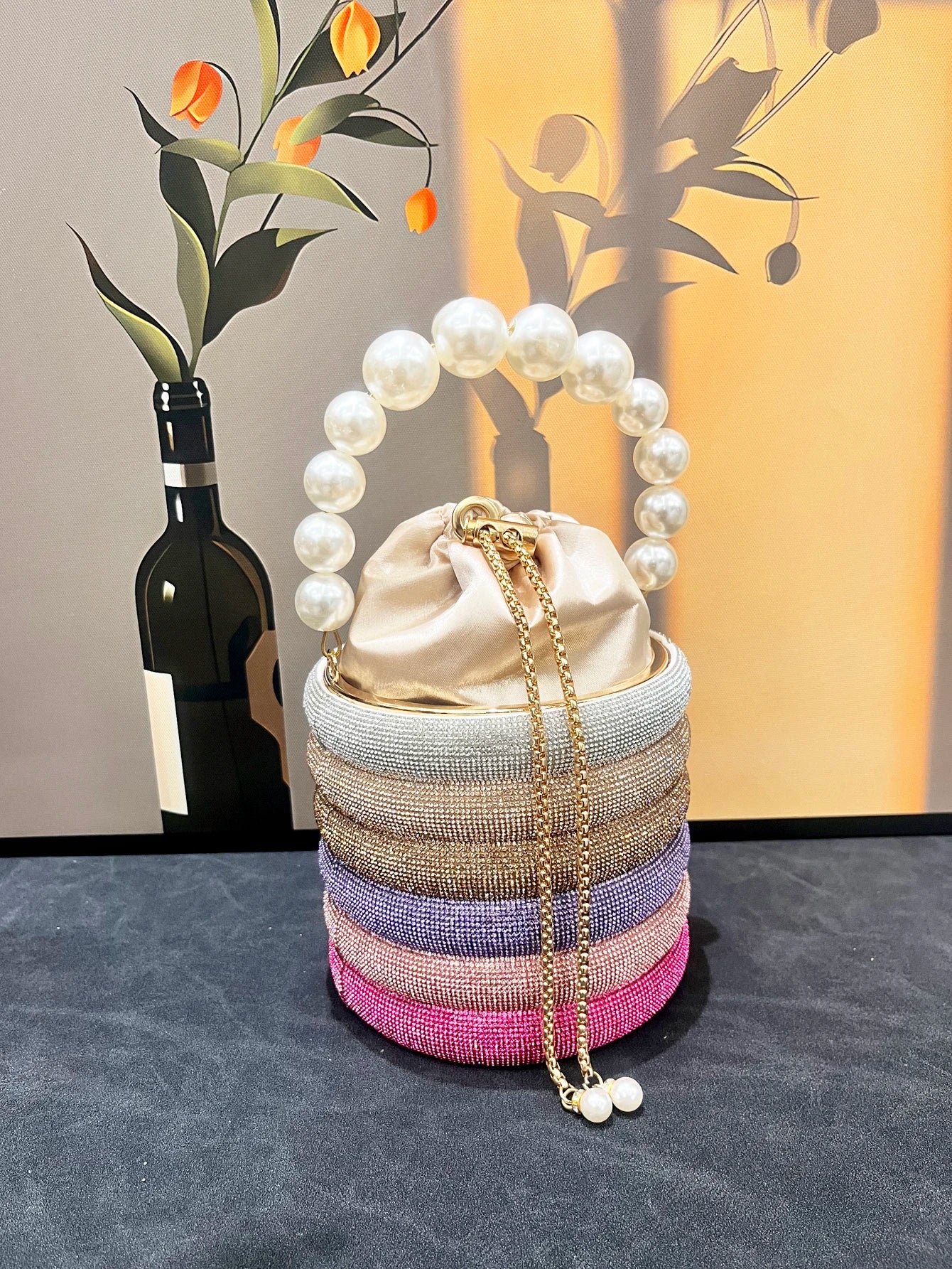 handmade Rhinestones Evening clutch Bag Purses and handbag luxury Designer shoulder bag Shiny Crystal Clutch purse bucket bag