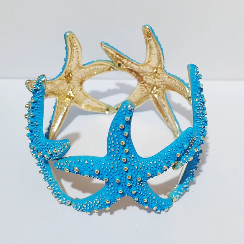 Golden Elastic Starfish Bracelet&Bangle Beach Jewelry For Women Girl