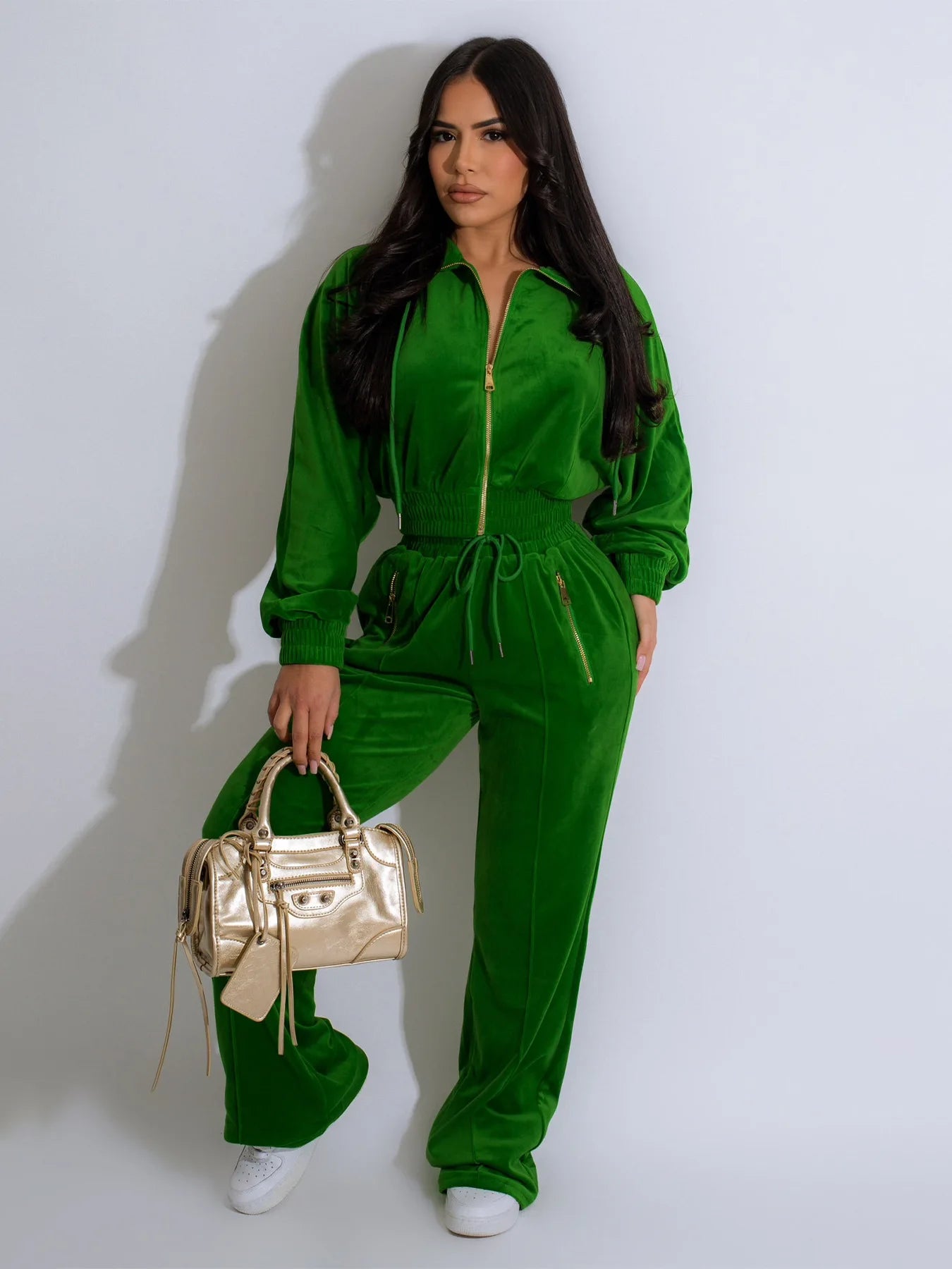 Pants Set Women Two Piece Sets Matching Sets Y2k Streetwear Zipper Coats Long Pants Elastic Waist Sportswear Tracksuit Jogger
