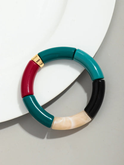 Bohomia New Acrylic Chunky Bamboo Stackable Bracelet for Women Boho Elastic Colorful Tube Beads Braceletes 2025 Fashion Jewelry