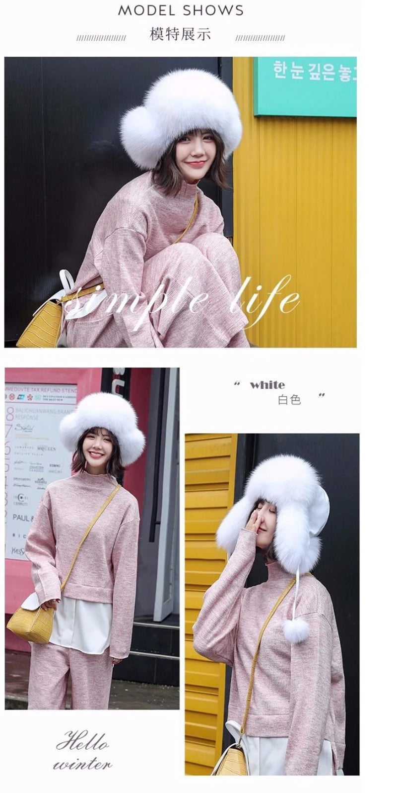 2025 100% Real Fox Fur Hats Women's Russian Ushanka Aviator Trapper Snow Skiing Hat Caps Earflap Winter Raccoon Fur Bomber Hat