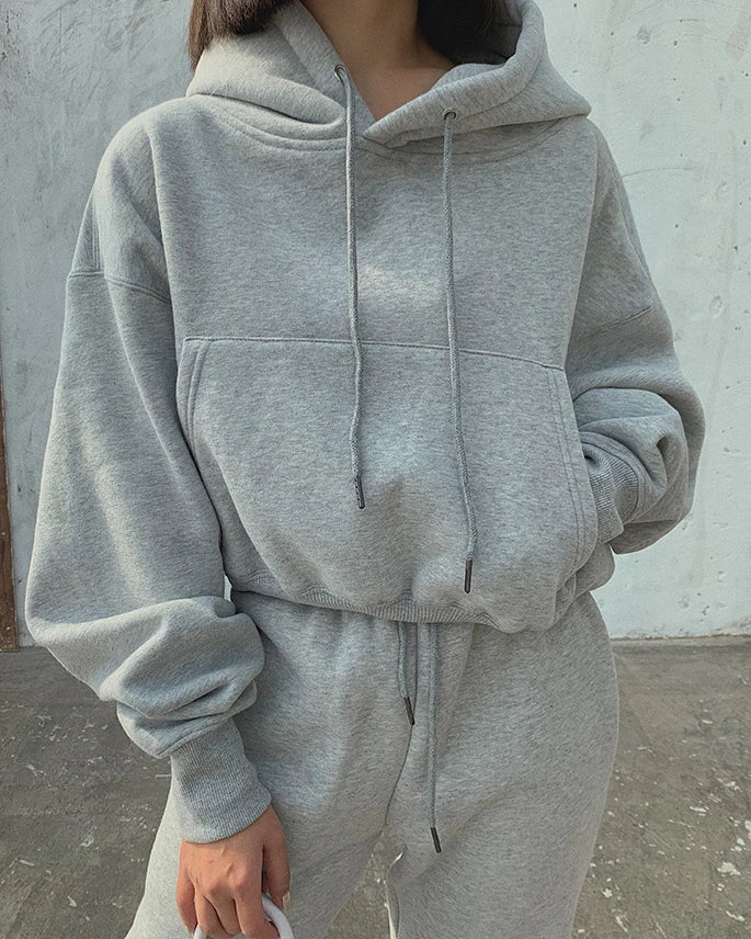 Casual New Fashion Hoodies Suit Women Winter Spring Solid Tracksuit Two Pieces Set Sports Pullover Sweatpants Sweatshirt Mujer