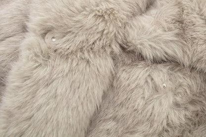 TRAFZA Female Vintage Artificial Fur Effect Coats Lapel Warm Plush Long Sleeves Hidden Buttons Autumn Winter Casual Outerwear