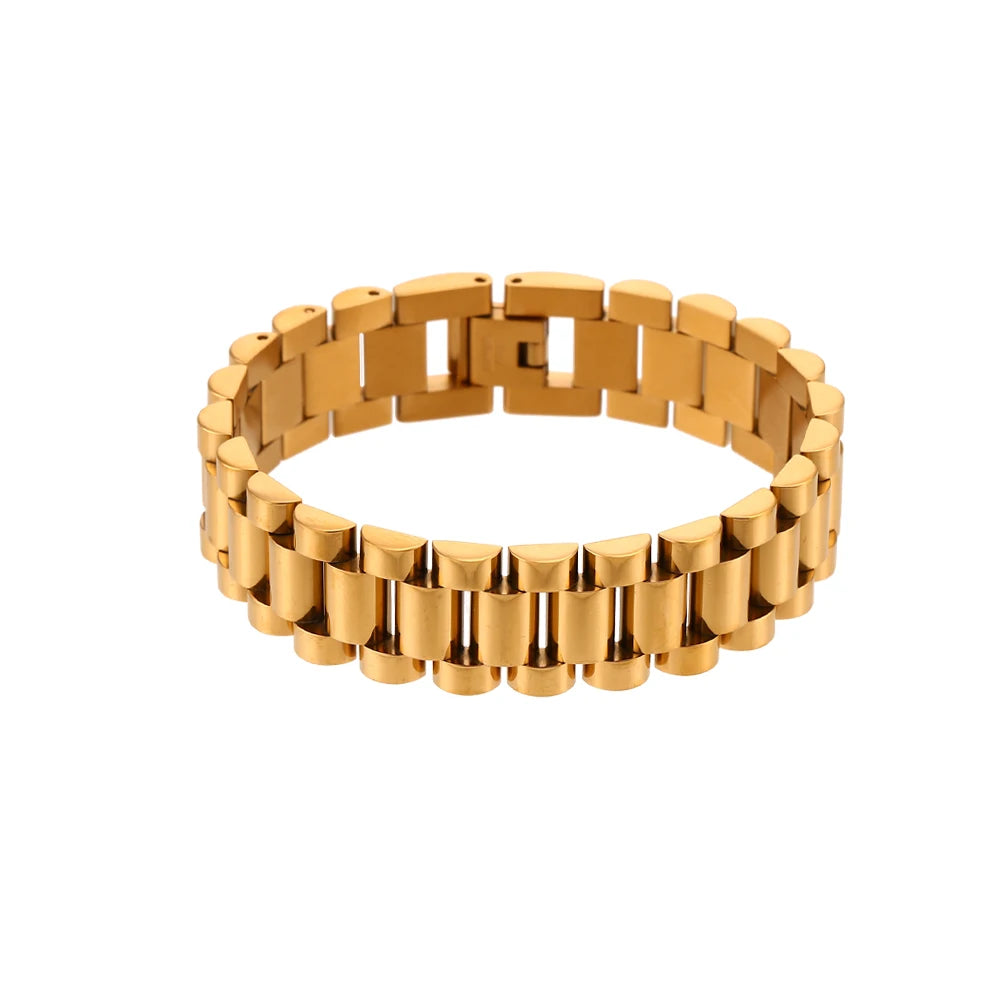 E.B.belle Tarnish Free Stainless Steel Gold Plated Detachable Wristbands Bracelets Bangles For Women Men Gold Wrap Bracelets