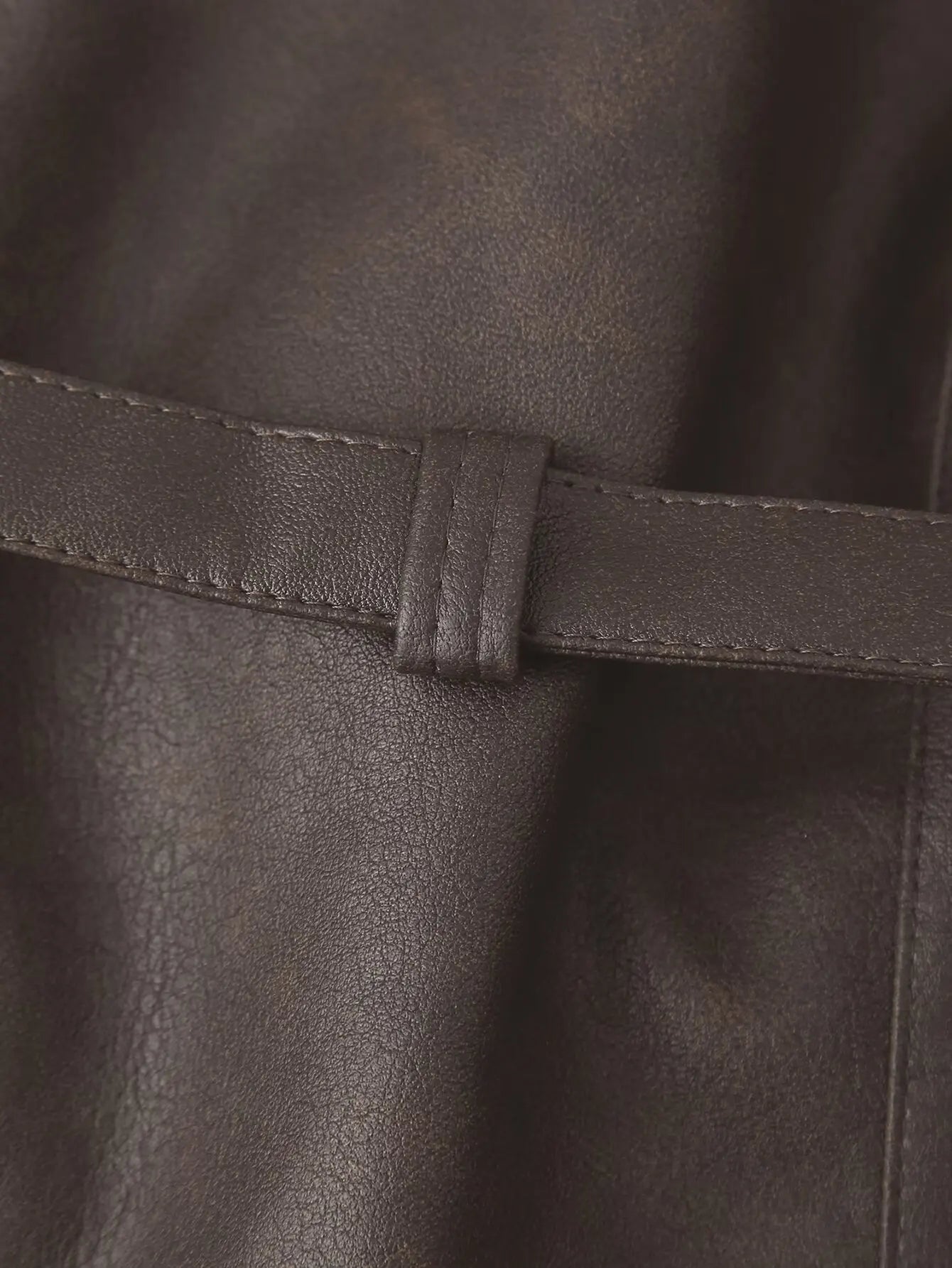 TRAFZA Spring Women Retro Brown PU Jackets Lace-up Single Button Coats Slim Sashes Jacket Fashion 2025 Female Casual Outwears