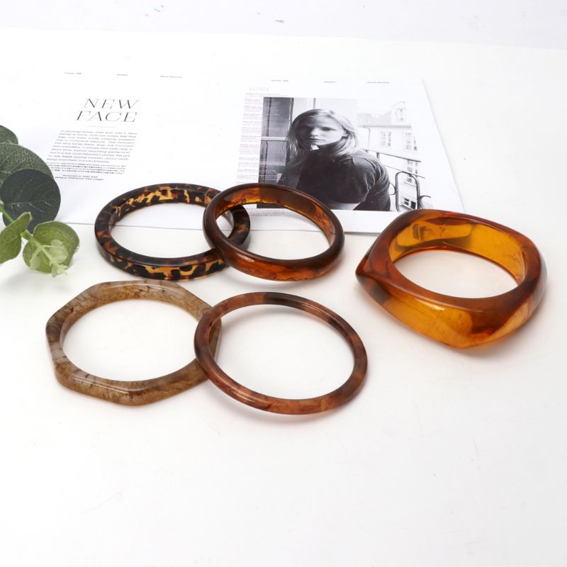 Niche Tortoiseshell Acrylic Bracelet Resin Leopard Mottled Bangle Gift for Wife